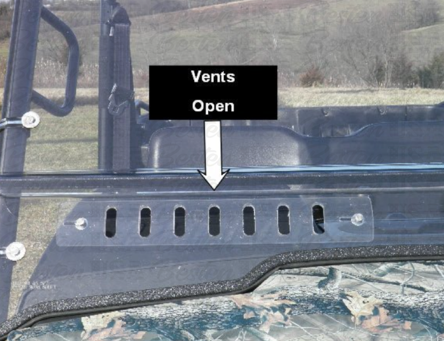 HISUN HS 500/700 - 2 Pc Windshield with Vent, Clamp, and Hard Coat Options