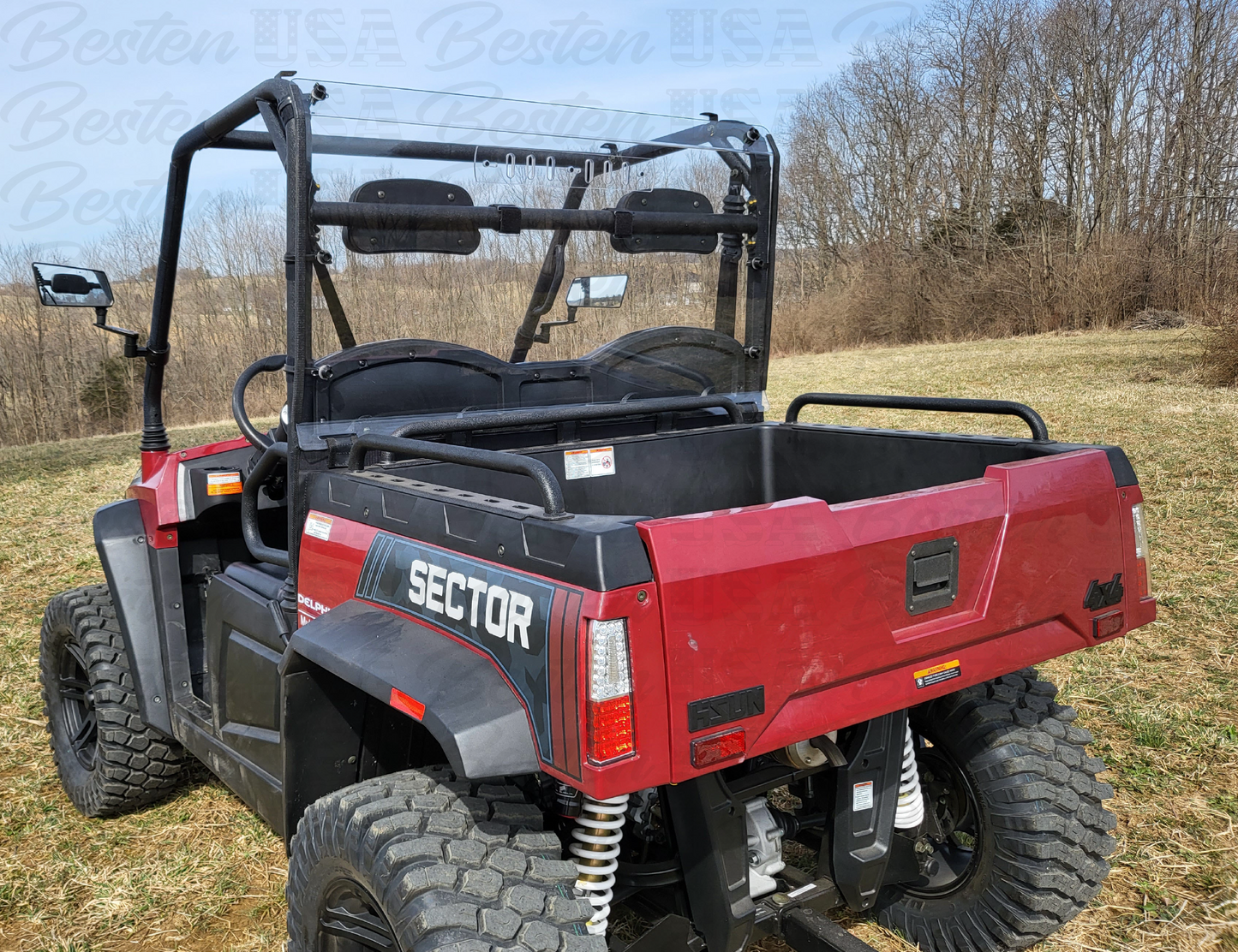 HISUN Sector 450/500/E1 - 1 Pc Lexan Back Panel w/Vent, Clamp, and Soft Lower Panel Options