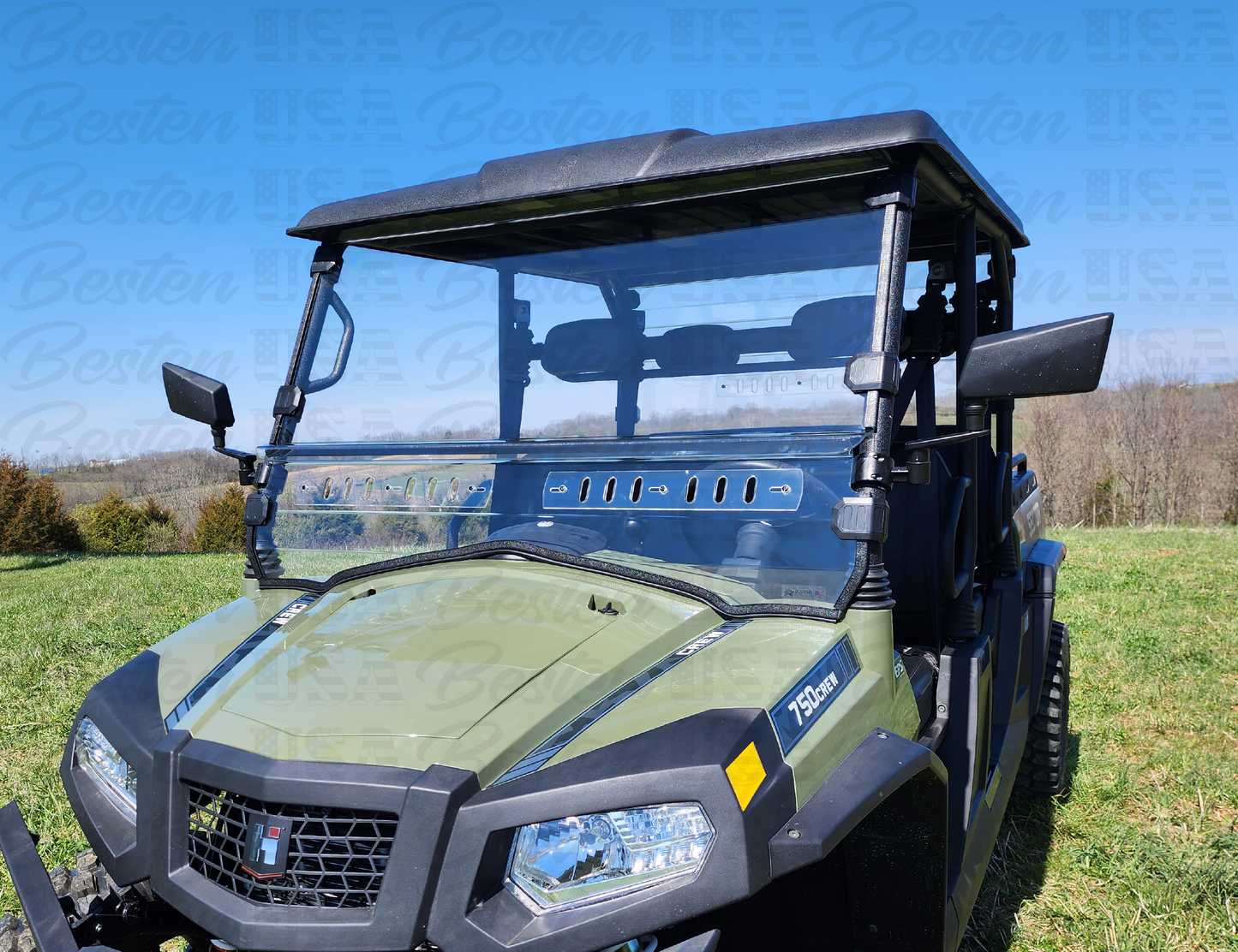 HISUN Sector 750 Crew - 2 Pc Windshield with Vent, Clamp, and Hard Coat Options