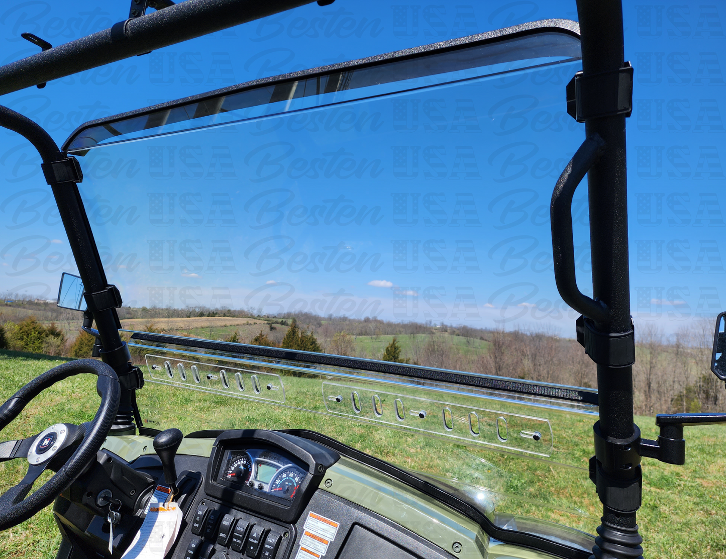 HISUN Sector 750 Crew - 2 Pc Windshield with Vent, Clamp, and Hard Coat Options