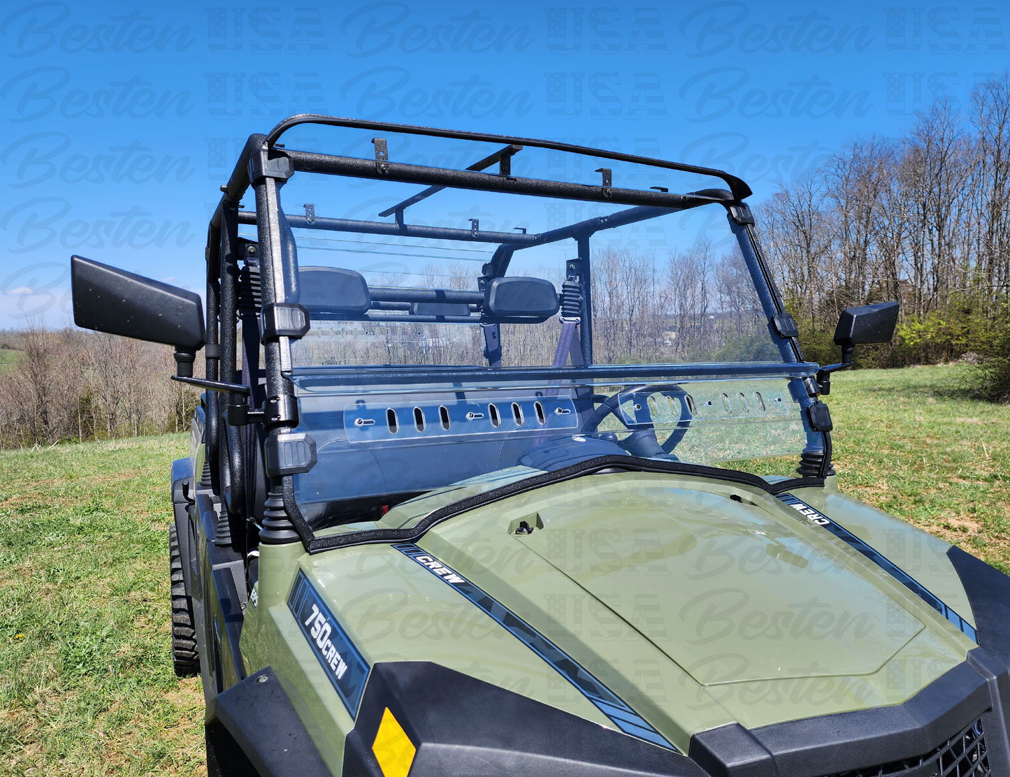 HISUN Sector 750 Crew - 2 Pc Windshield with Vent, Clamp, and Hard Coat Options